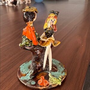 LUCIEN NEUQUELMAN French Porcelain Figural Grouping, vintage, MCM, majolica,